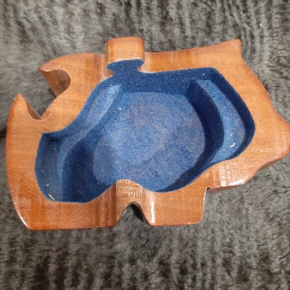 Adorable vintage hand made pig wooden jewelry box - Picture 7 of 11